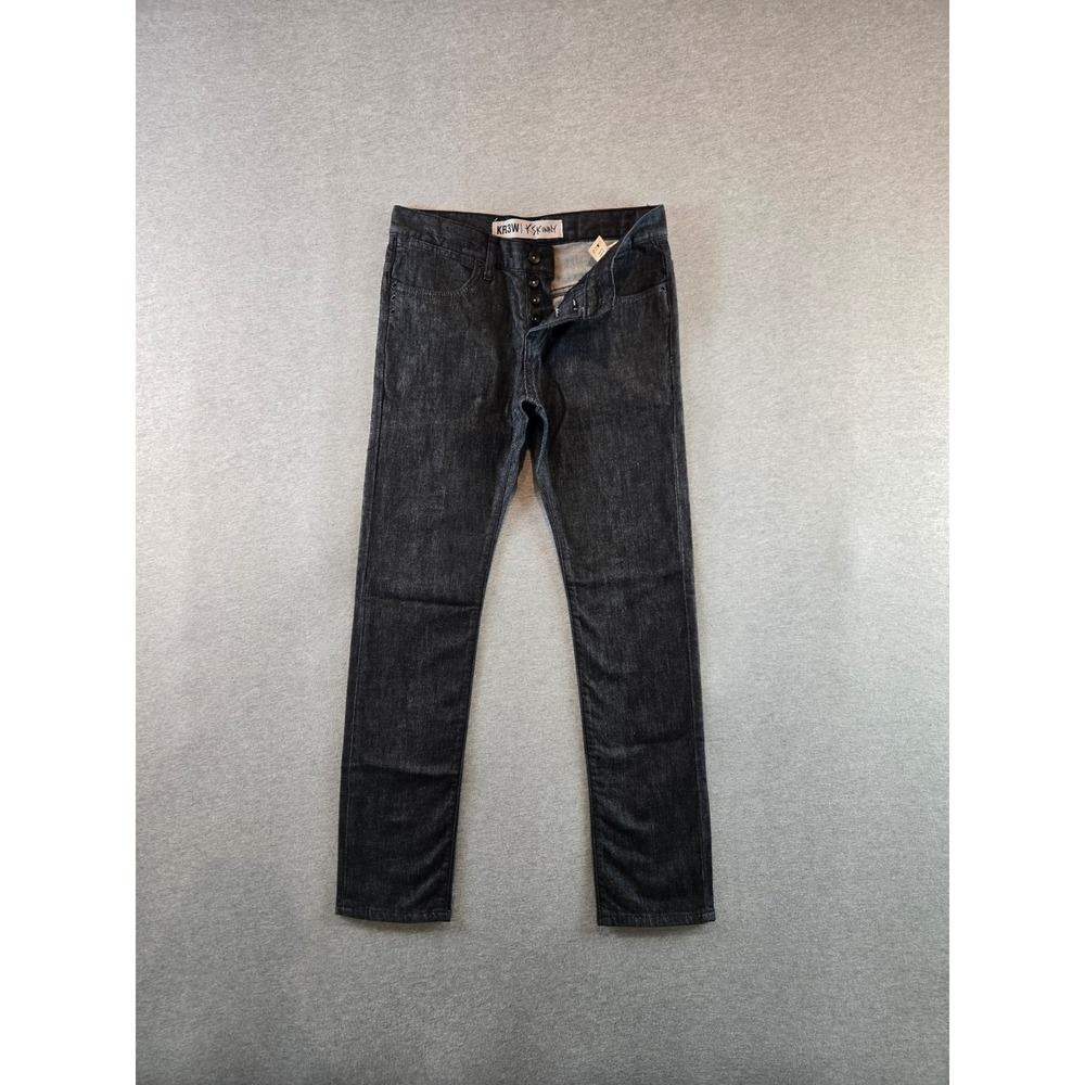 KR3W K Skinny Jeans Mens 30x30 Black Basics Button Fly Denim Pants K45478 Skater